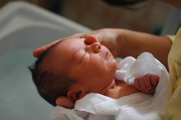 newborn bathing.